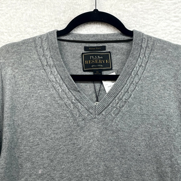Joseph A Bank Sweater Mens Extra Large Gray Reserve Italian Yarn Cashmere Wool - Picture 4 of 13